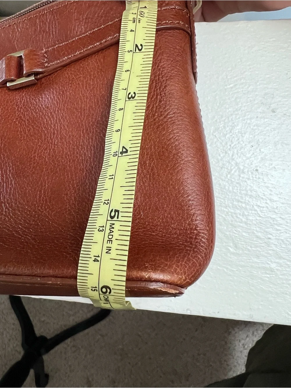 Etienne Aigner Genuine Leather Cognac Shoulder Bag Brown Y2K Minimalist Purse